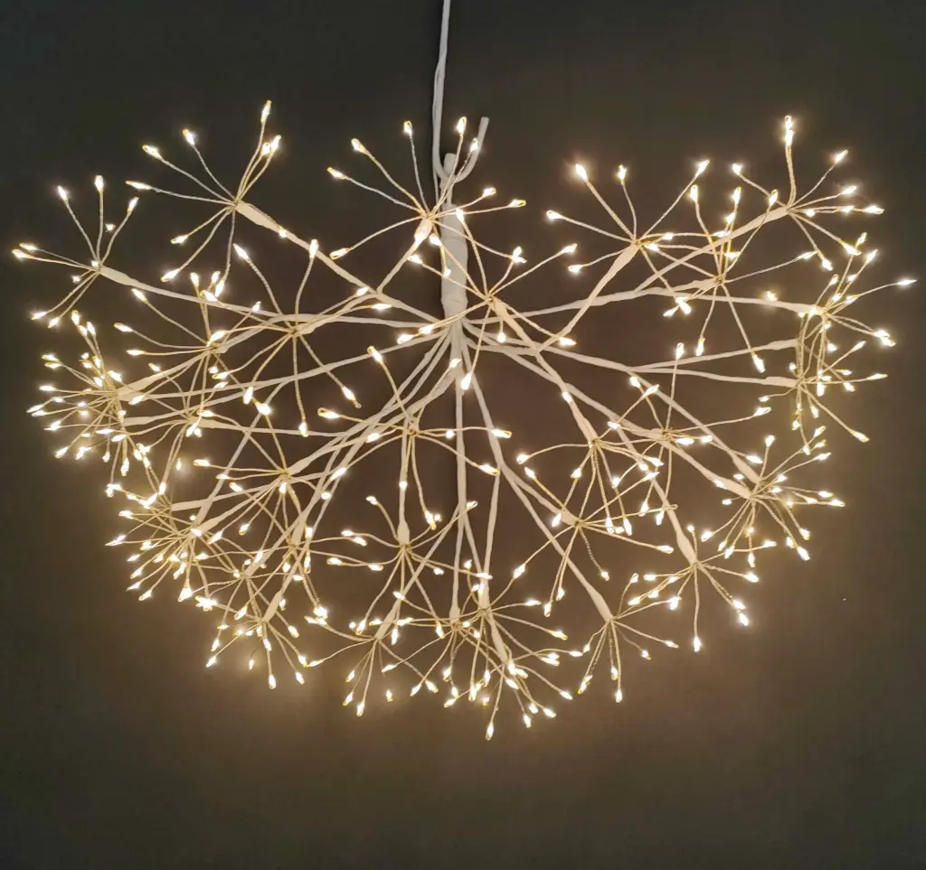 Šviečiantis LED pusrutulis, baltas, 60 cm, 360 LED, šiltai balta, IP44