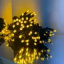 PROfesionali lempučių girlianda POLAMP, 10m (5+5), 100 LED, klasikinė balta, žaliu laidu, IP67