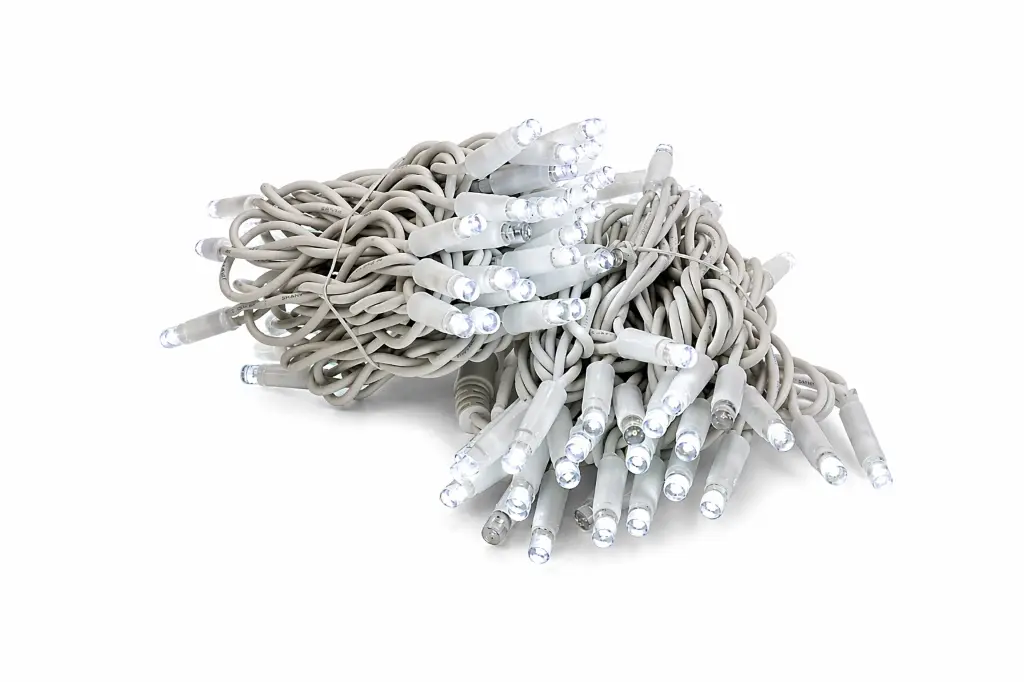 PROfesionali FLASH lempučių girlianda POLAMP, 10m (5+5), 80+20 LED, šaltai balta, baltu laidu, IP67