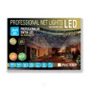 PROfesionalus FLASH lempučių tinklas POLAMP, 2x1m, 144+32 LED, šiltai balta, juodu laidu, IP67