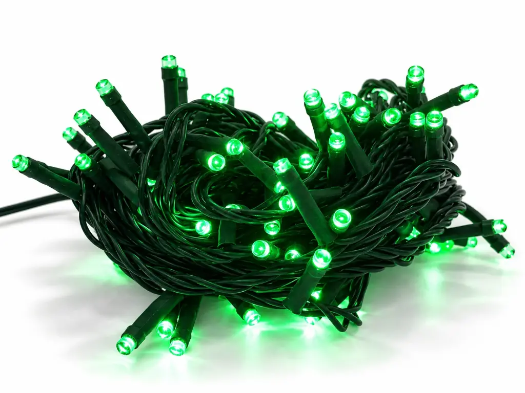 Lempučių girlianda POLAMP, 10m, 100 LED, žalia, žaliu laidu, IP44  