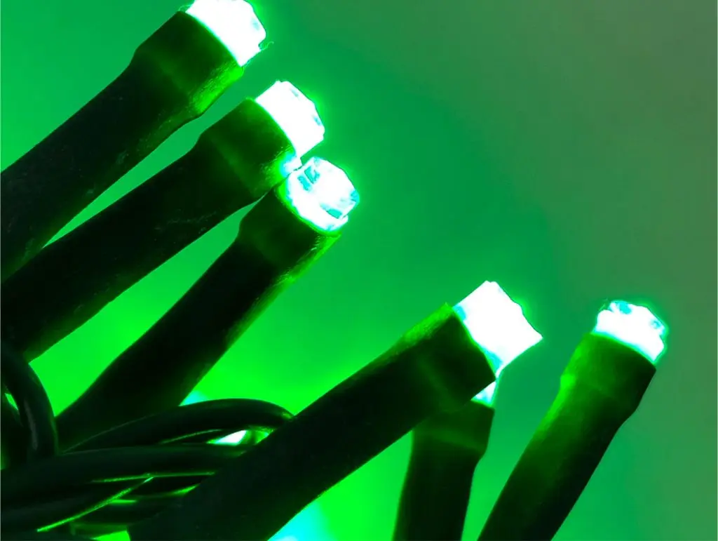 Lempučių girlianda POLAMP, 10m, 100 LED, žalia, žaliu laidu, IP44  