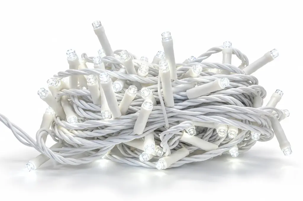 FLASH lempučių girlianda POLAMP, 10m, 80+20 LED, šaltai balta, baltu laidu, IP44