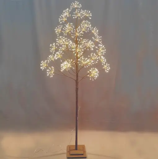 [MED-M-150] Šviečianti LED dekoracija-medelis, rudas, 150 cm, 660 LED, šiltai balta, mirgantis, IP20