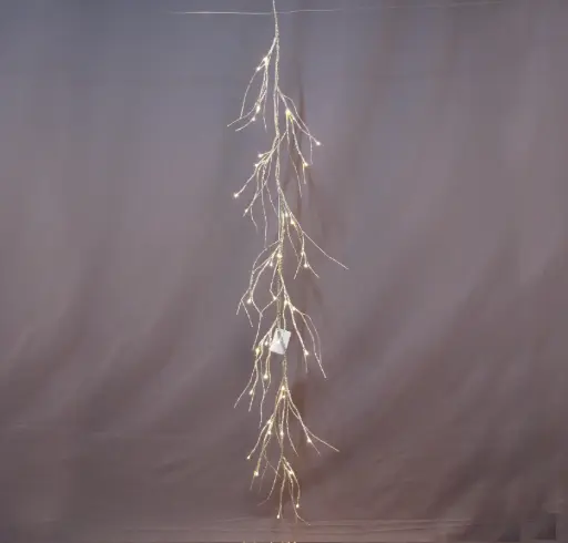 [MED-SAK-180-G] Šviečianti ilga LED šaka, auksinė, 180 cm, 40 LED, 3xAA, šiltai balta, IP20