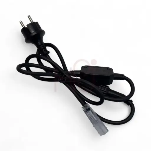 [POL-PPCLDN1,5-BL-OW2 CON] Maitinimo kabelis 230V AC-DC DOUBLE NEON/NEONFLEX SPIN FEM, 1,5m, juodas, IP67