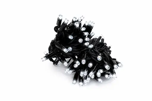 [POL-PLSL10M-PW-BL] PROfesionali lempučių girlianda POLAMP, 10m (5+5), 100 LED, tyra šaltai balta, juodu laidu, IP67