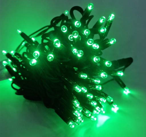 [POL-PLSL10M-G-BL] PRO lempučių girlianda POLAMP, 100 LED, IP67, 10m (5+5), žalia, juodu laidu
