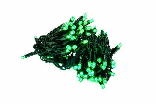 [POL-PLSL10M-G-BL] PROfesionali lempučių girlianda POLAMP, 10m (5+5), 100 LED, žalia, juodu laidu, IP67