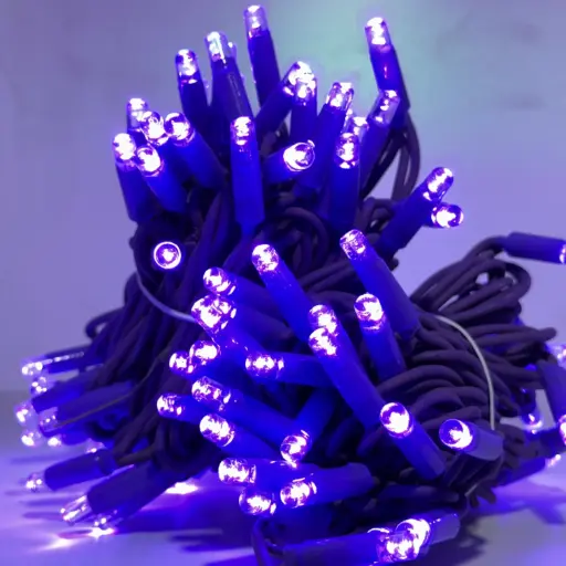 [POL-PLSL10M-PU-PU] PROfesionali lempučių girlianda POLAMP, 10m (5+5), 100 LED, purpurinė, purpuriniu laidu, IP67