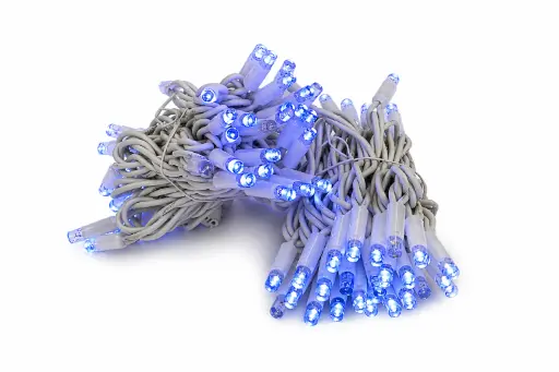 [POL-PLSLf10M-BLU-W] PROfesionali FLASH lempučių girlianda POLAMP, 10m (5+5), 80+20 LED, mėlyna, baltu laidu, IP67