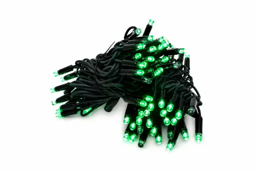 [POL-PLSLf10M-G-BL] PROfesionali FLASH lempučių girlianda POLAMP, 10m (5+5), 80+20 LED, žalia, juodu laidu, IP67