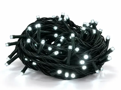[POL-LSL10M-CW-G] Lempučių girlianda POLAMP, 10m, 100 LED, šaltai balta, žaliu laidu, IP44