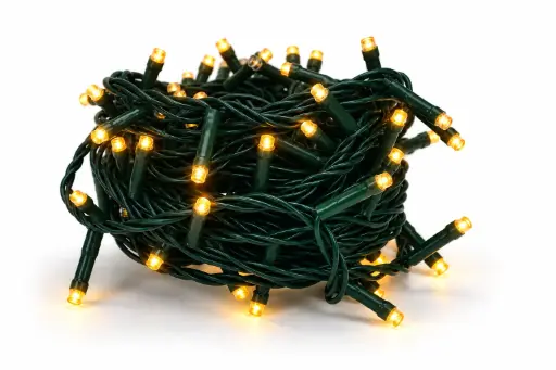 [POL-LSL10M-CLW-G] Lempučių girlianda POLAMP, 10m, 100 LED, klasikinė balta, žaliu laidu, IP44