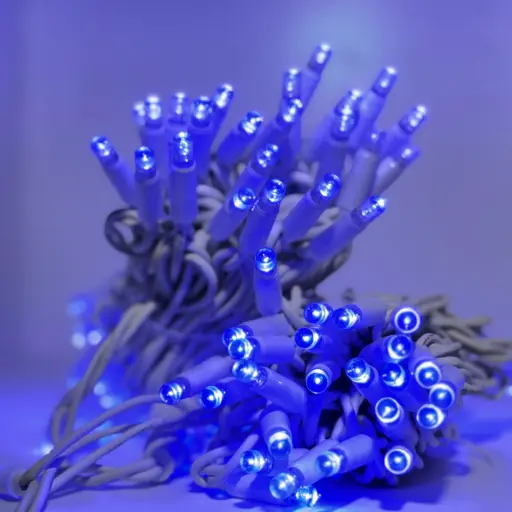 [POL-PLSL10M-BLU-W] PRO lempučių girlianda POLAMP, 100 LED, IP67, 10m (5+5), mėlyna, baltu laidu
