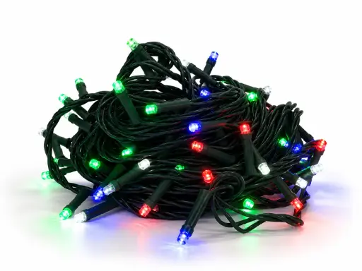 [POL-LSL10M-M-G] Lempučių girlianda POLAMP, 10m, 100 LED, įvairiaspalvė, žaliu laidu, IP44