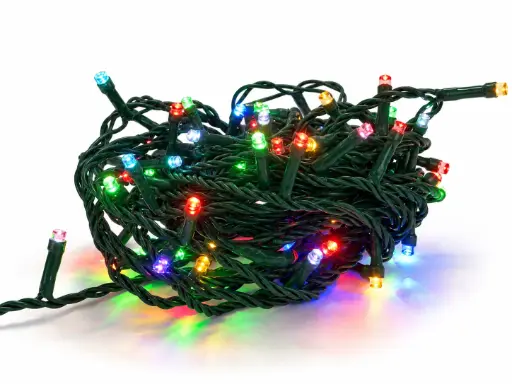 [POL-LSL10M-RGB-G] Lempučių girlianda POLAMP, 10m, 100 LED, RGB, žaliu laidu, IP44 