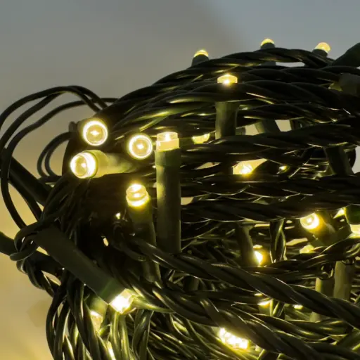 [POL-LSL10M-WW-G] Lempučių girlianda POLAMP, 10m, 100 LED, šiltai balta, žaliu laidu, IP44